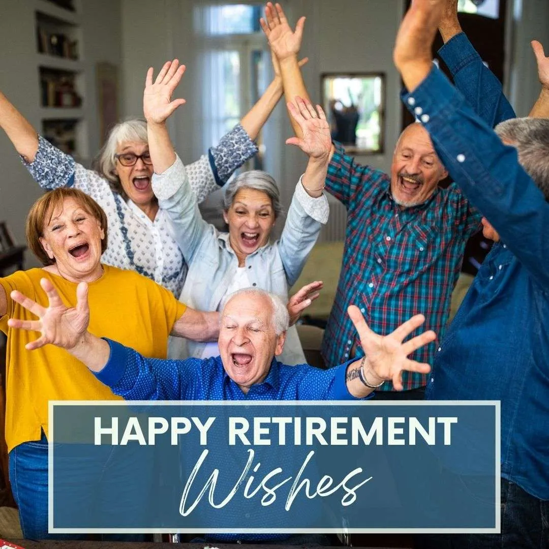 crowd of retirement well wishers