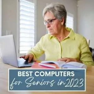 Older woman working at a laptop
